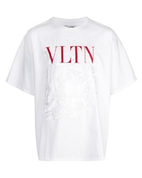 T-shirt à col rond imprimé blanc et rouge Doublet