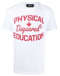T-shirt à col rond imprimé blanc et rouge DSQUARED2