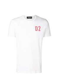 T-shirt à col rond imprimé blanc et rouge DSQUARED2