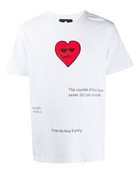 T-shirt à col rond imprimé blanc et rouge DUOltd