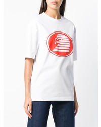 T-shirt à col rond imprimé blanc et rouge Calvin Klein Jeans Est. 1978