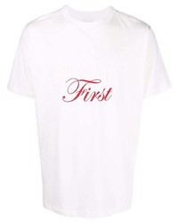 T-shirt à col rond imprimé blanc et rouge Family First