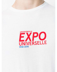 T-shirt à col rond imprimé blanc et rouge Bellerose