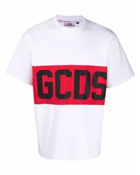 T-shirt à col rond imprimé blanc et rouge Gcds