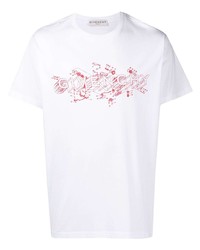 T-shirt à col rond imprimé blanc et rouge Givenchy