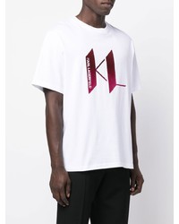 T-shirt à col rond imprimé blanc et rouge Karl Lagerfeld