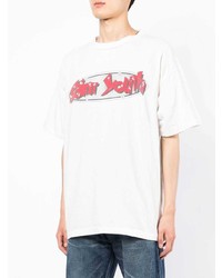 T-shirt à col rond imprimé blanc et rouge SAINT MXXXXXX