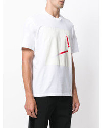 T-shirt à col rond imprimé blanc et rouge Maison Margiela