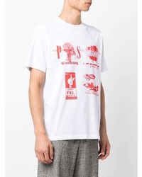 T-shirt à col rond imprimé blanc et rouge PS Paul Smith