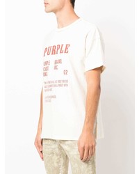 T-shirt à col rond imprimé blanc et rouge purple brand