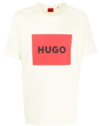 T-shirt à col rond imprimé blanc et rouge Hugo