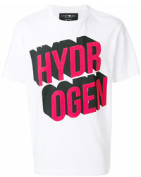 T-shirt à col rond imprimé blanc et rouge Hydrogen