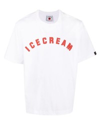 T-shirt à col rond imprimé blanc et rouge Icecream
