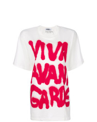 T-shirt à col rond imprimé blanc et rouge Jeremy Scott