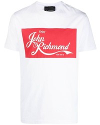 T-shirt à col rond imprimé blanc et rouge John Richmond