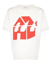 T-shirt à col rond imprimé blanc et rouge JW Anderson