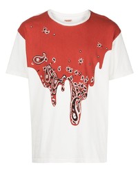 T-shirt à col rond imprimé blanc et rouge KAPITAL