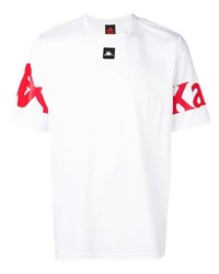 T-shirt à col rond imprimé blanc et rouge Kappa