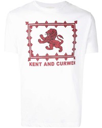T-shirt à col rond imprimé blanc et rouge Kent & Curwen