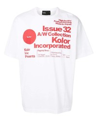 T-shirt à col rond imprimé blanc et rouge Kolor