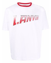 T-shirt à col rond imprimé blanc et rouge Lanvin