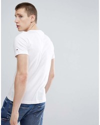 T-shirt à col rond imprimé blanc et rouge Tommy Hilfiger