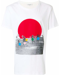 T-shirt à col rond imprimé blanc et rouge Les Benjamins