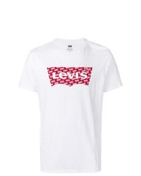 T-shirt à col rond imprimé blanc et rouge Levi's