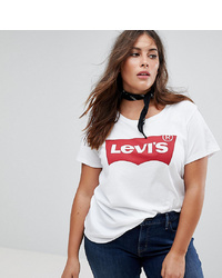 T-shirt à col rond imprimé blanc et rouge Levi's Plus