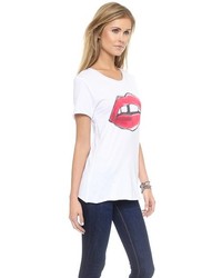 T-shirt à col rond imprimé blanc et rouge Zoe Karssen