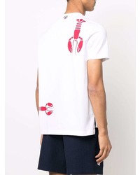 T-shirt à col rond imprimé blanc et rouge Thom Browne
