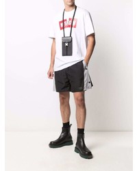 T-shirt à col rond imprimé blanc et rouge MSGM