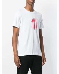 T-shirt à col rond imprimé blanc et rouge Omc