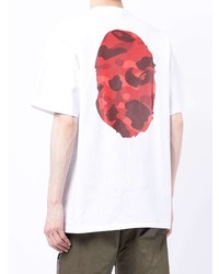 T-shirt à col rond imprimé blanc et rouge A Bathing Ape