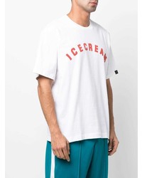 T-shirt à col rond imprimé blanc et rouge Icecream