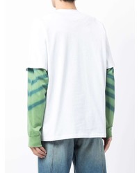 T-shirt à col rond imprimé blanc et rouge MSGM