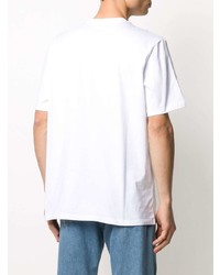 T-shirt à col rond imprimé blanc et rouge MSGM