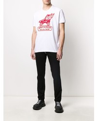 T-shirt à col rond imprimé blanc et rouge DSQUARED2