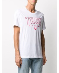 T-shirt à col rond imprimé blanc et rouge True Religion