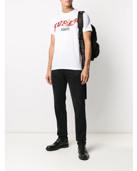 T-shirt à col rond imprimé blanc et rouge DSQUARED2