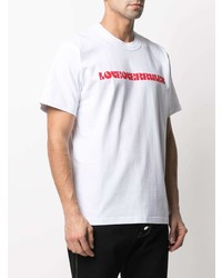 T-shirt à col rond imprimé blanc et rouge Sacai