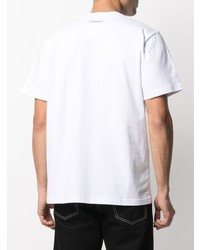 T-shirt à col rond imprimé blanc et rouge Sacai