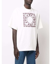 T-shirt à col rond imprimé blanc et rouge Acne Studios