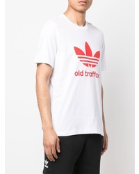 T-shirt à col rond imprimé blanc et rouge adidas