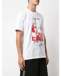 T-shirt à col rond imprimé blanc et rouge Supreme