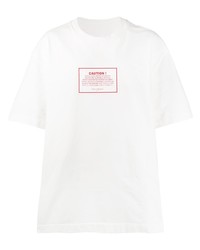 T-shirt à col rond imprimé blanc et rouge Maison Margiela
