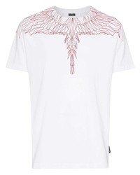 T-shirt à col rond imprimé blanc et rouge Marcelo Burlon County of Milan