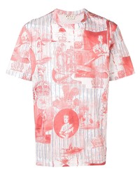 T-shirt à col rond imprimé blanc et rouge Marni