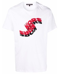 T-shirt à col rond imprimé blanc et rouge Michael Kors