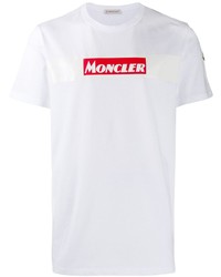 T-shirt à col rond imprimé blanc et rouge Moncler